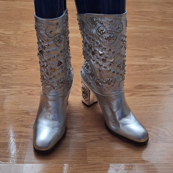 Fantasy Collection Vintage Silver Studded Boots 8.5 EUC - Picture 2 of 12
